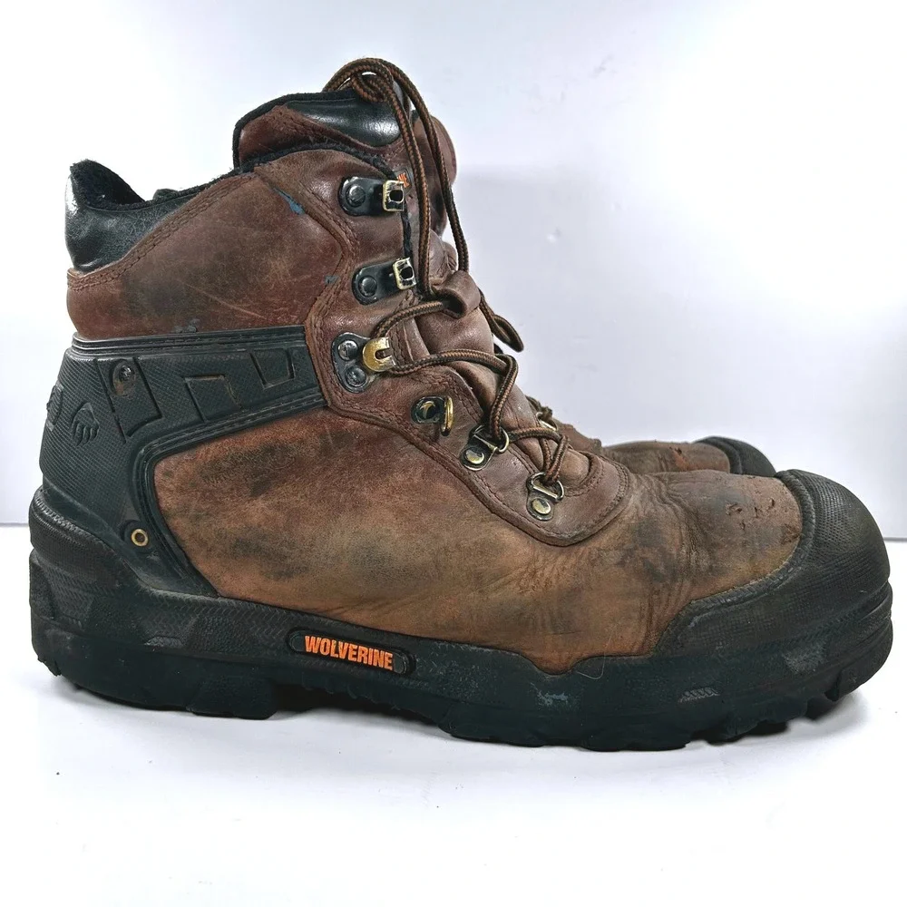 Wolverine Hellcat Mens 11.5 Waterproof Leather Work Boots Brown W10912
